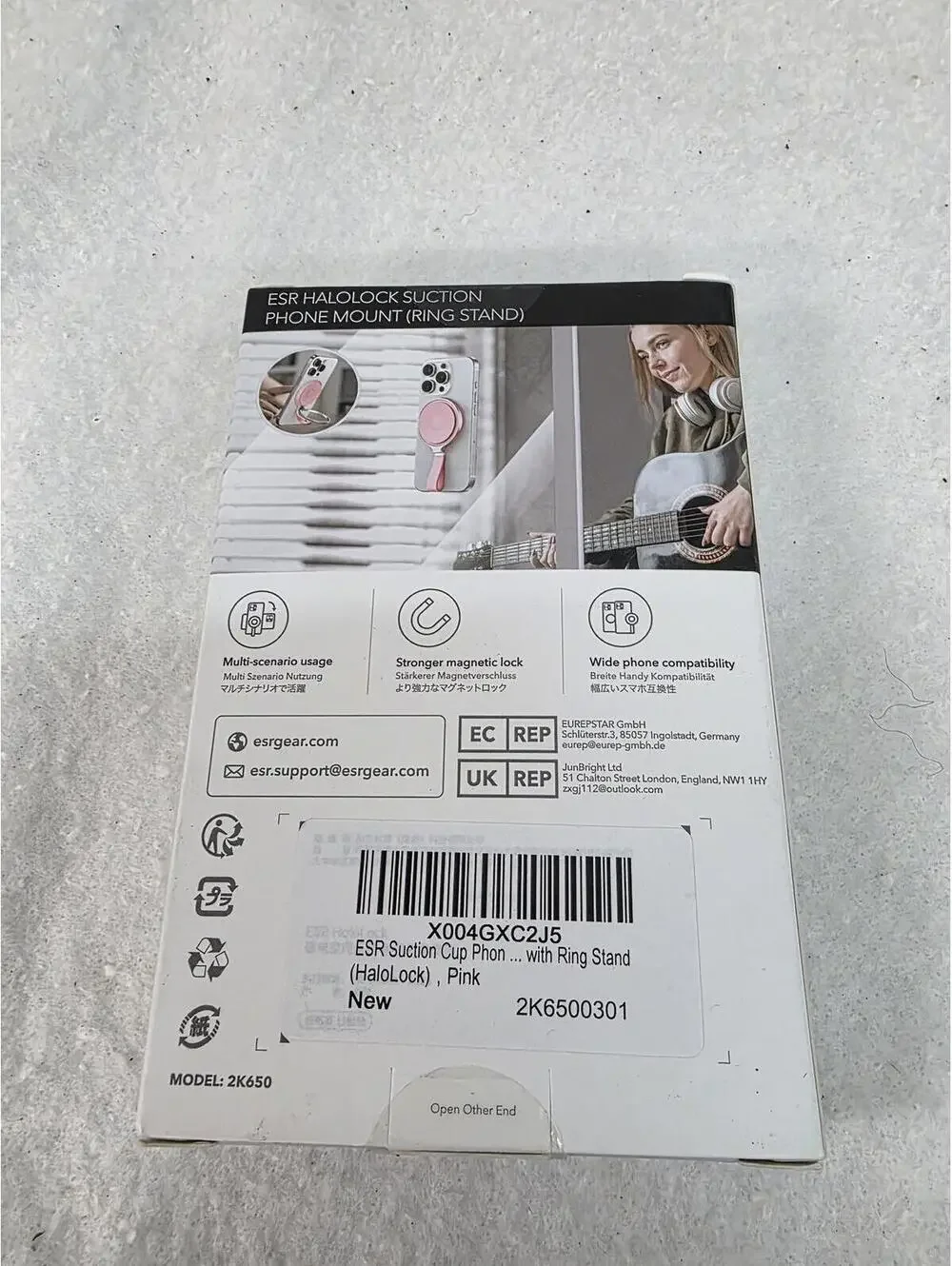 ESR HaloLock Suction Phone Mount Ring Stand - Pink